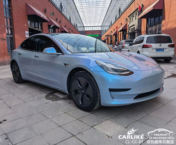 CARLIKE卡莱克™CL-CC-01特斯拉双色糖果灰魅蓝全车改色案例图