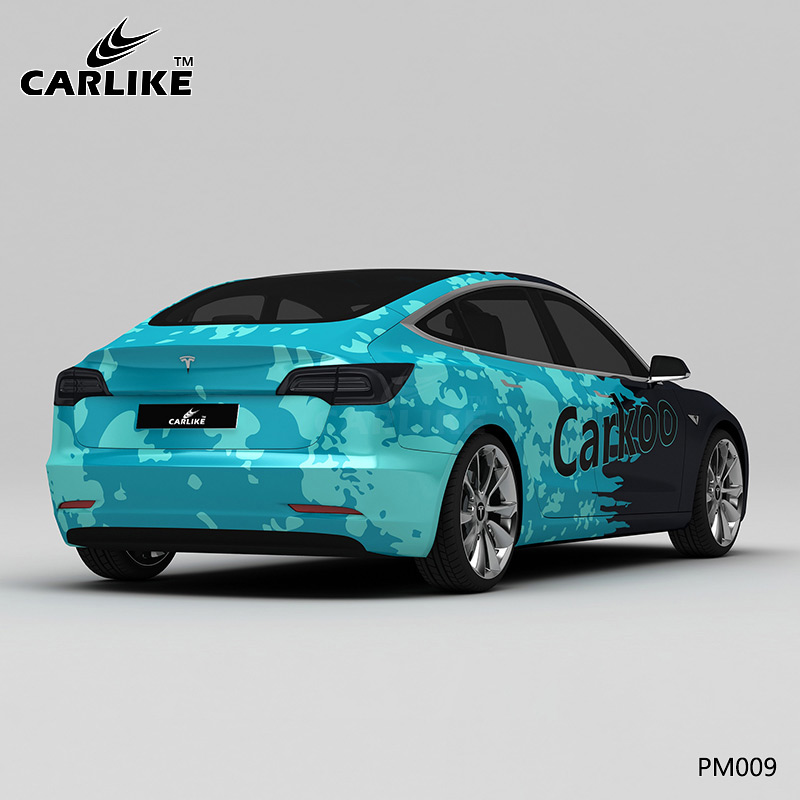 CARLIKE卡莱克™CL-PM-009特斯拉黑蓝泼墨全车贴膜