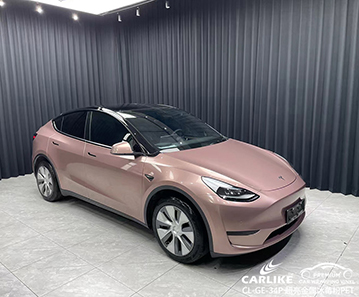 CARLIKE卡莱克™CL-GE-34P特斯拉超亮金属冰莓粉车身改色